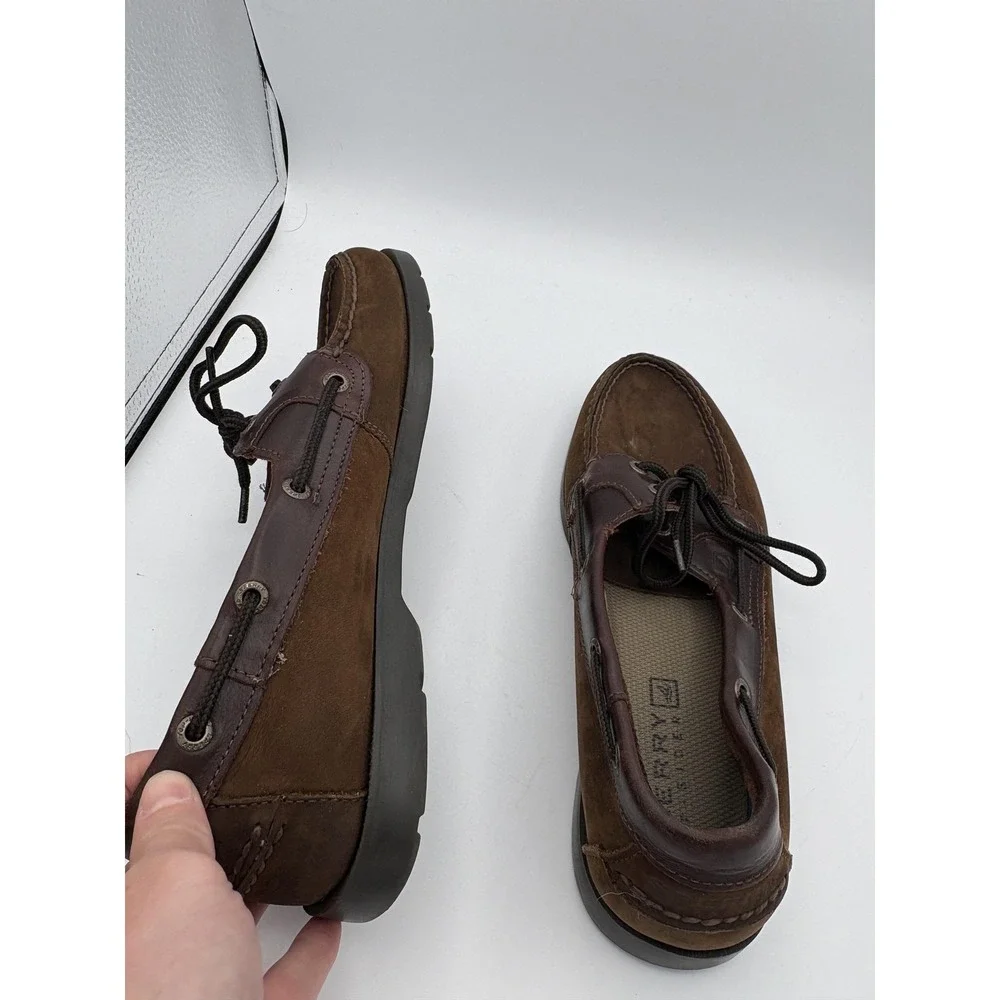 Sperry Shoes Mens Size 8.5 Brown Leather Top Sider‎ Boat Moc Toe Casual Comfort